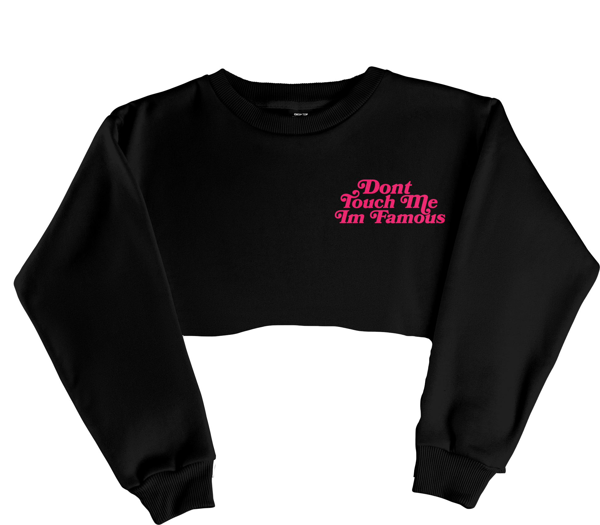 Don't Touch Me Im Famous Cropped Crewneck